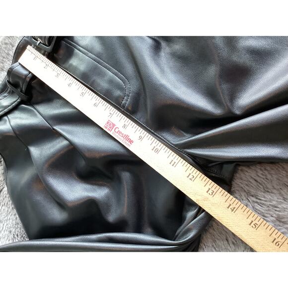 NWT 7 for All Mankind Women's Faux Leather Pleated Wide Leg Pants Black Small - Picture 11 of 12